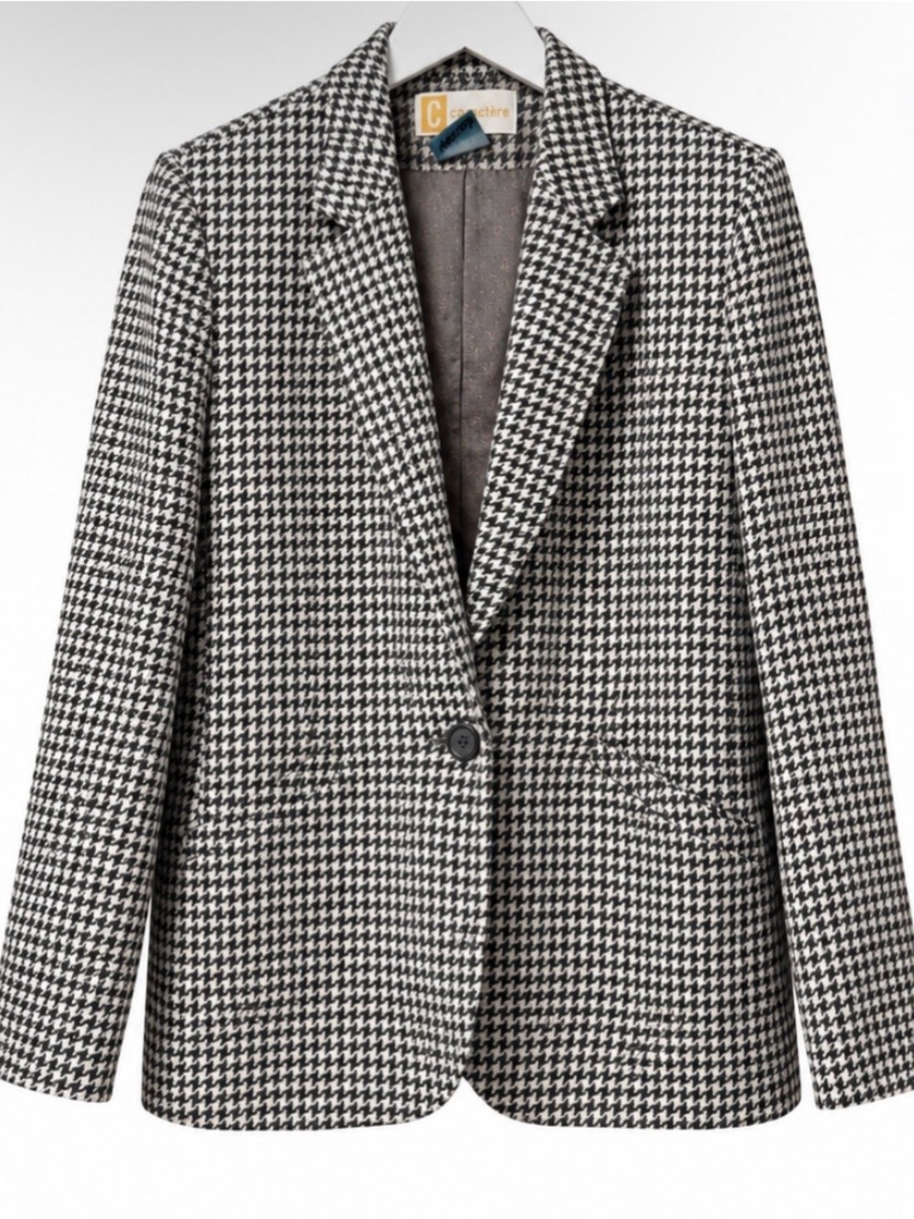 Classic Black & White Houndstooth Blazer -